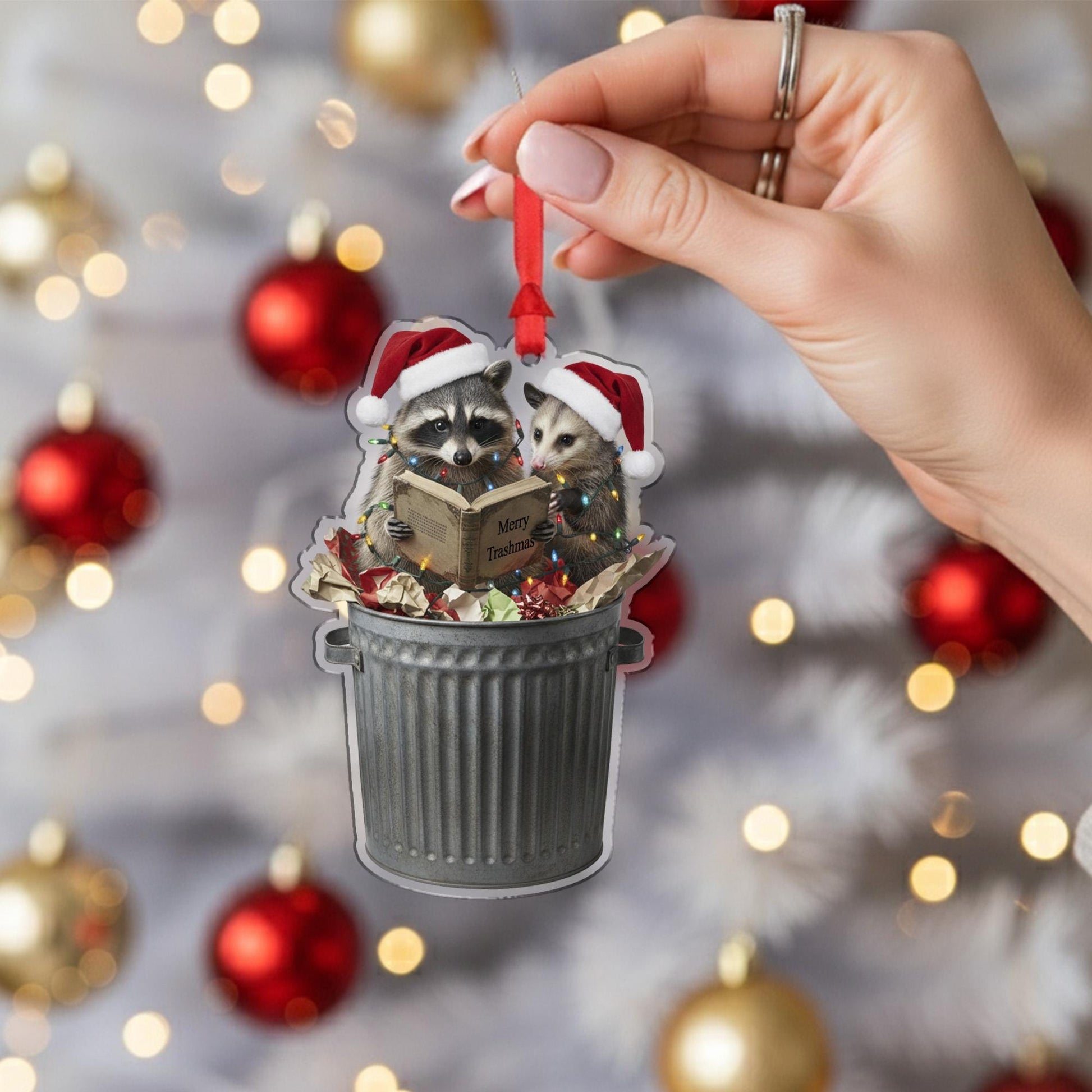Funny Raccoon Ornament – Trash Panda Opossum Christmas Tree Decoration