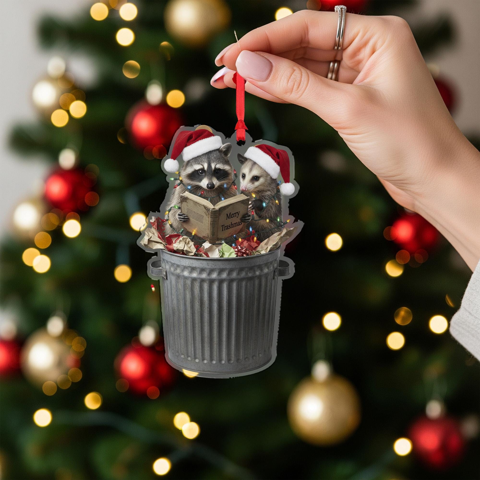 Funny Raccoon Ornament – Trash Panda Opossum Christmas Tree Decoration