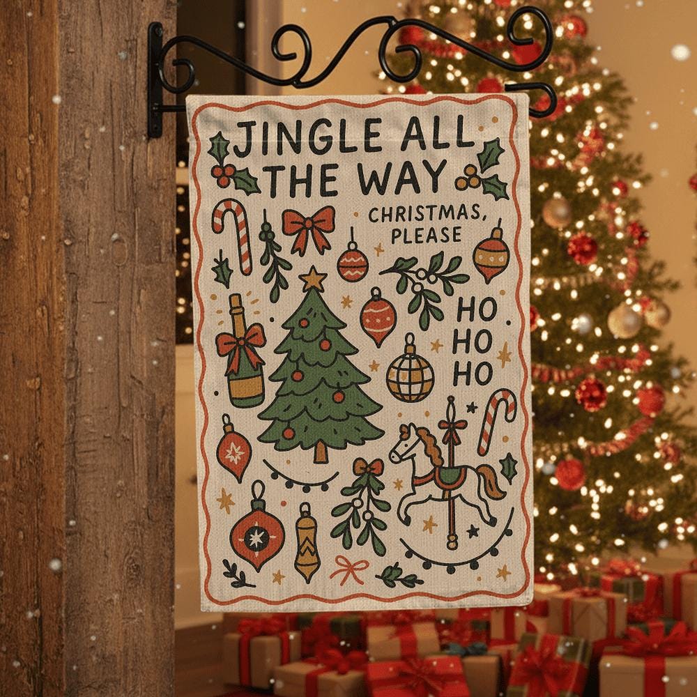 Garden Flag – Jingle All the Way Christmas – Outdoor Yard Banner