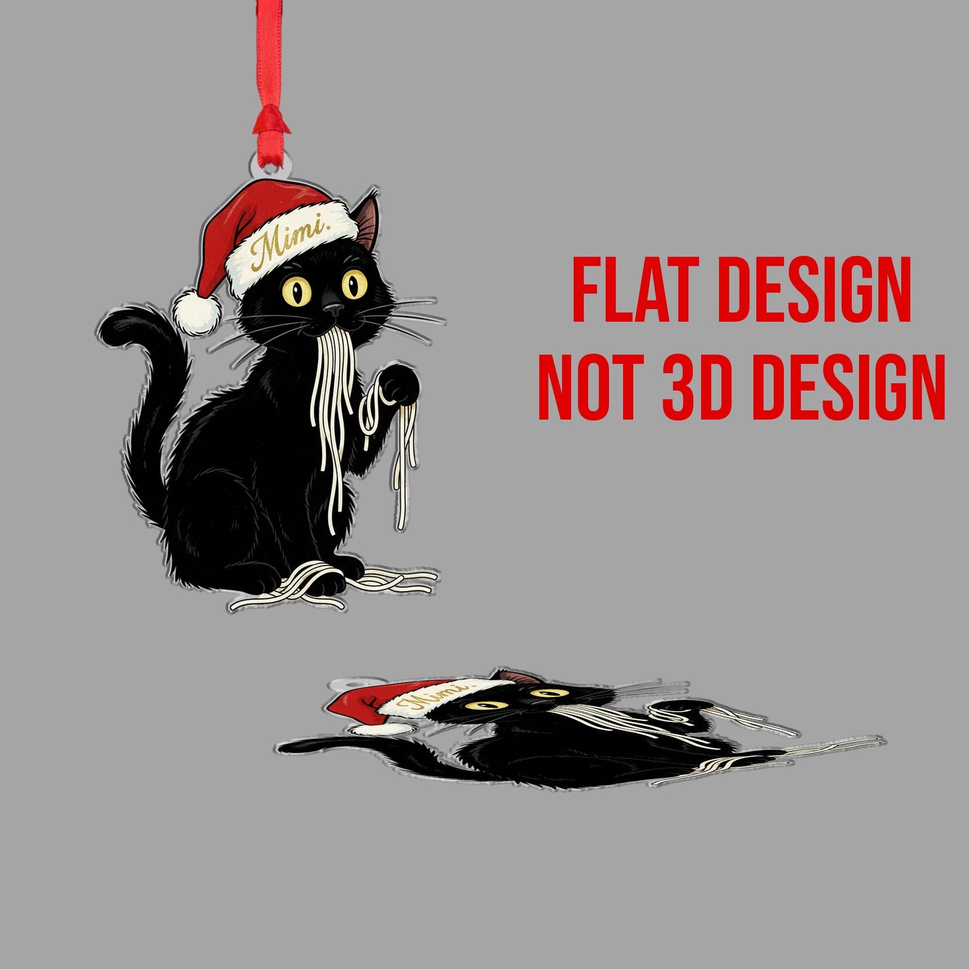 Personalized Black Cat Christmas Ornament: Holiday Gift for Cat Lover