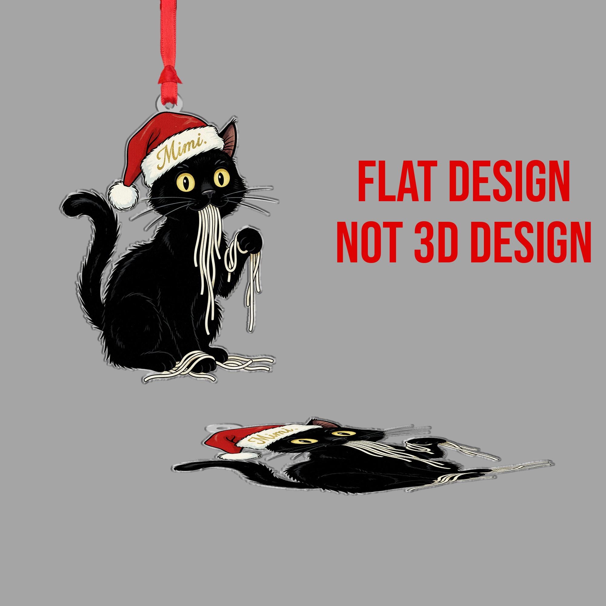 Personalized Black Cat Christmas Ornament: Holiday Gift for Cat Lover