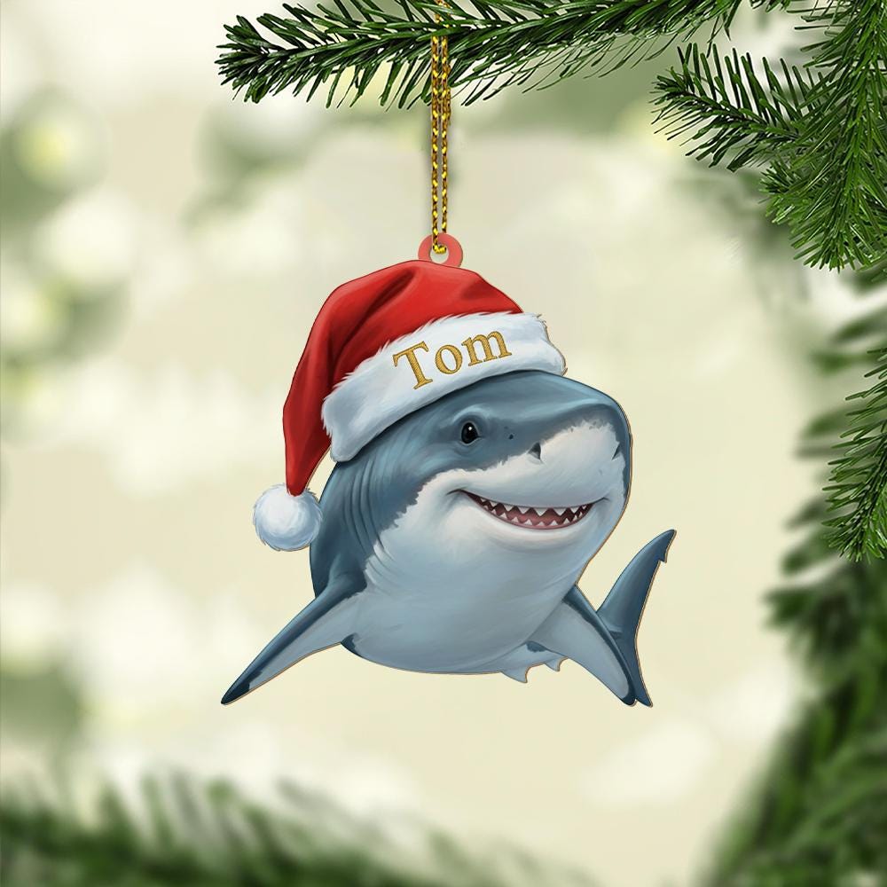 Personalized Shark Ornament – Acrylic Christmas Ornament with Name