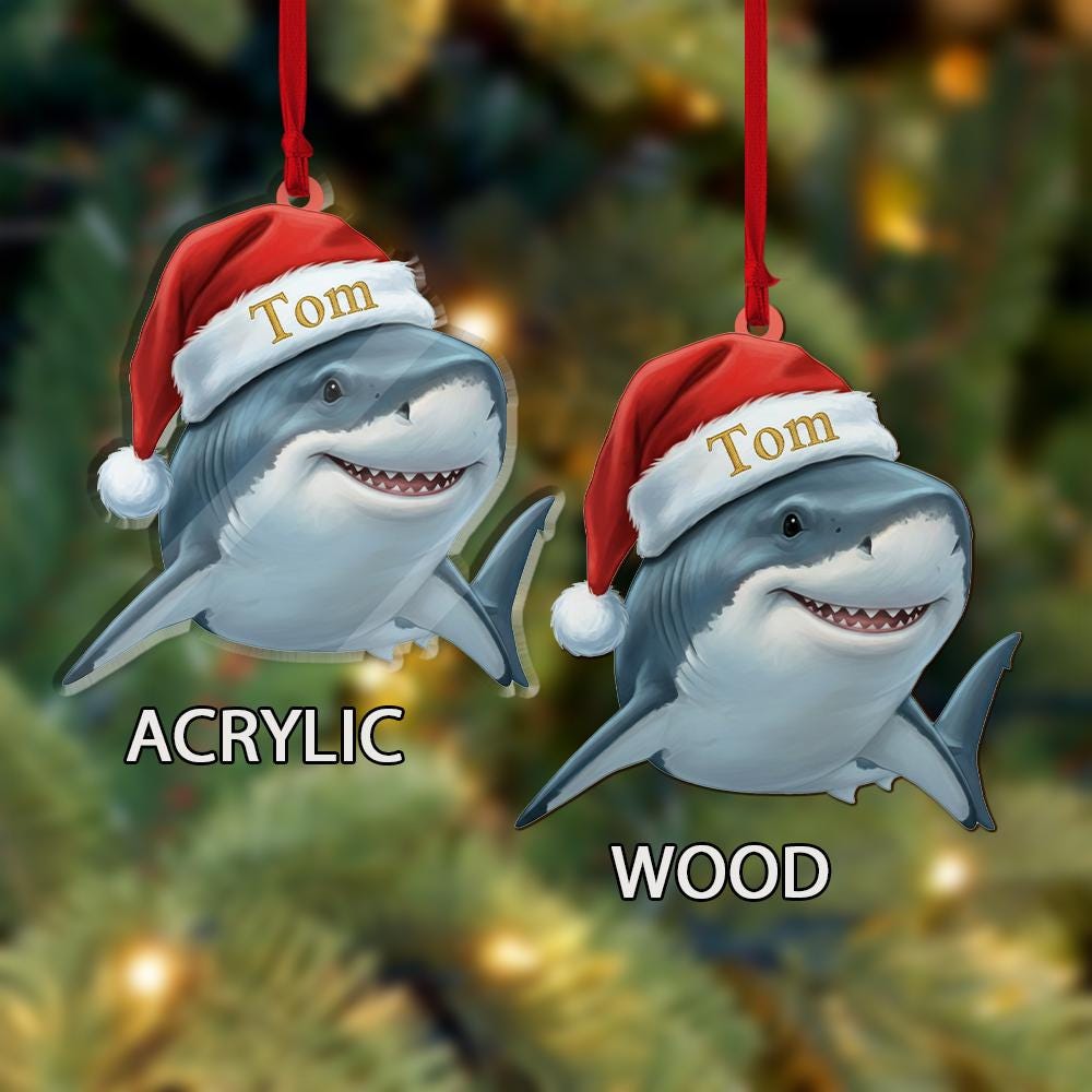 Personalized Shark Ornament – Acrylic Christmas Ornament with Name