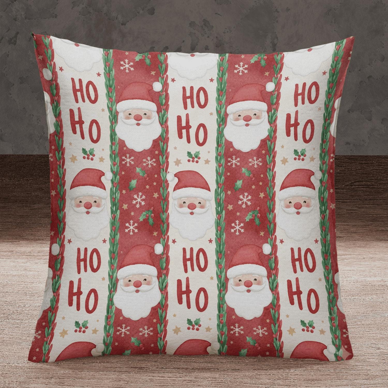 Santa Claus Christmas Pillow, Ho Ho Ho Decorative Cushion, Holiday Throw Pillow, Festive Santa Face Accent Pillow for Home Décor