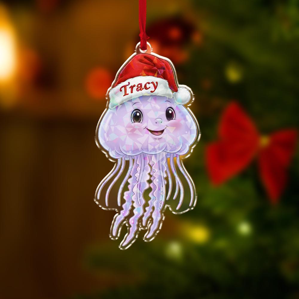Personalized Jellyfish HologramOrnament – Acrylic Christmas Ornament with Name