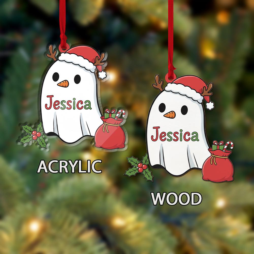 Personalized Ghost Ornament – Acrylic Christmas Ornament with Name