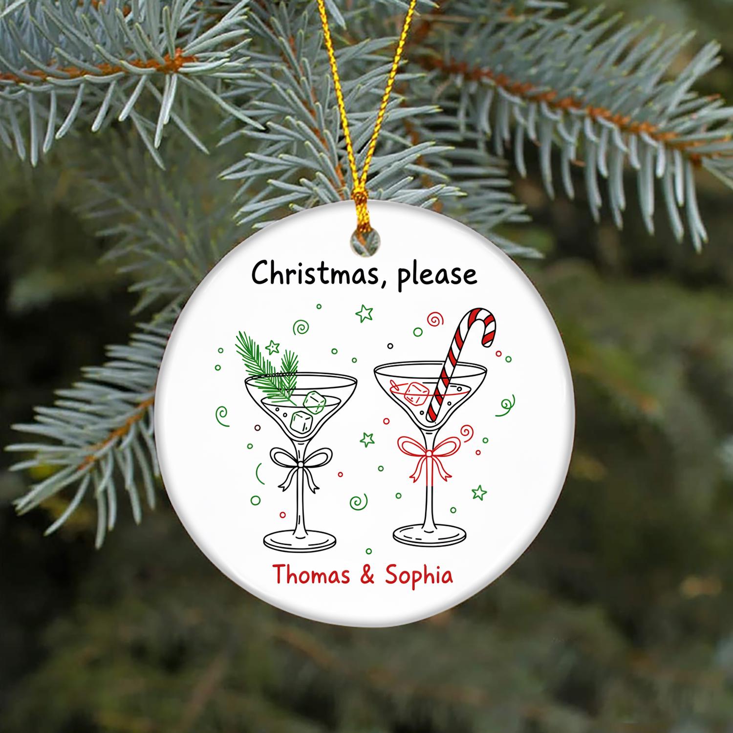 Personalized Ceramic Christmas Ornament - Holiday Cocktails
