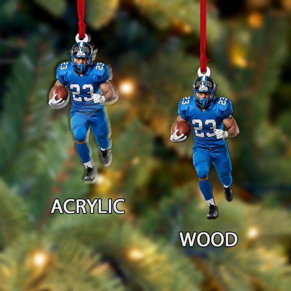 Personalized Football Player Ornament – Acrylic Sports Ornament with Name