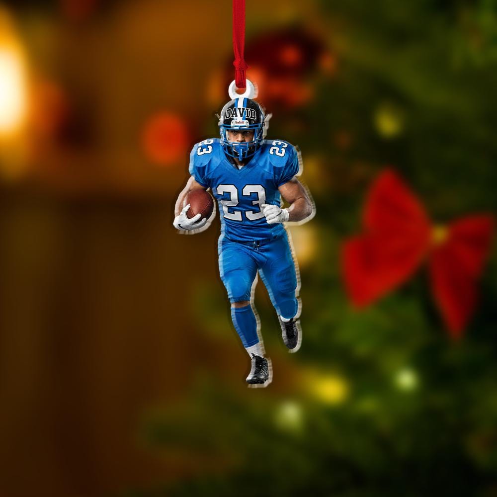 Personalized Football Player Ornament – Acrylic Sports Ornament with Name