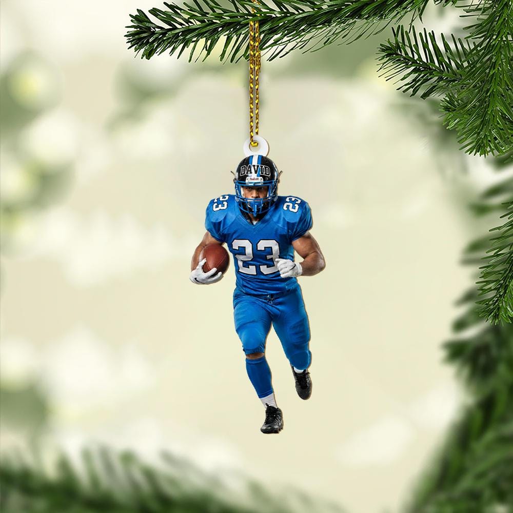 Personalized Football Player Ornament – Acrylic Sports Ornament with Name