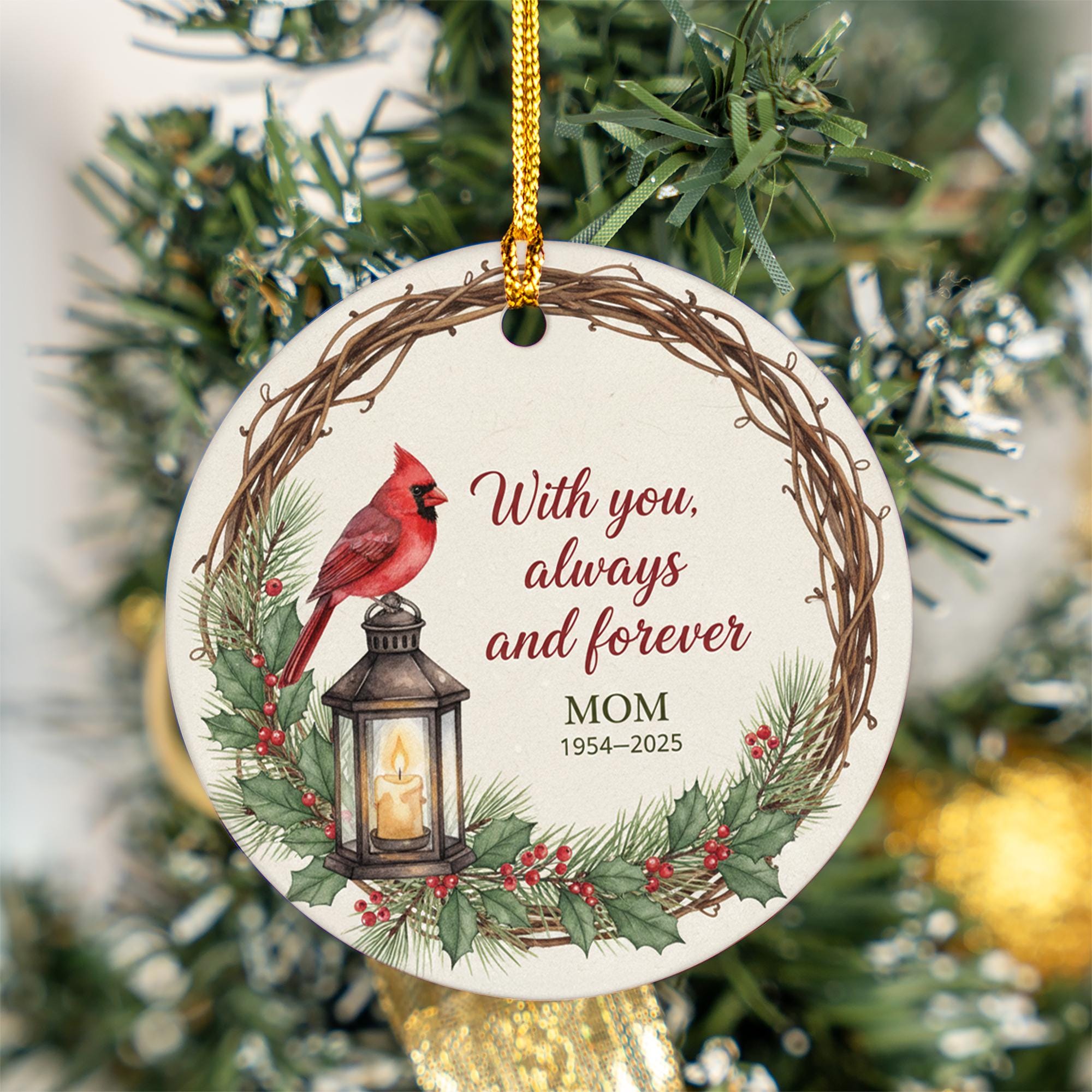 Memorial Cardinal Ornament: Keepsake Memorial Christmas Decor