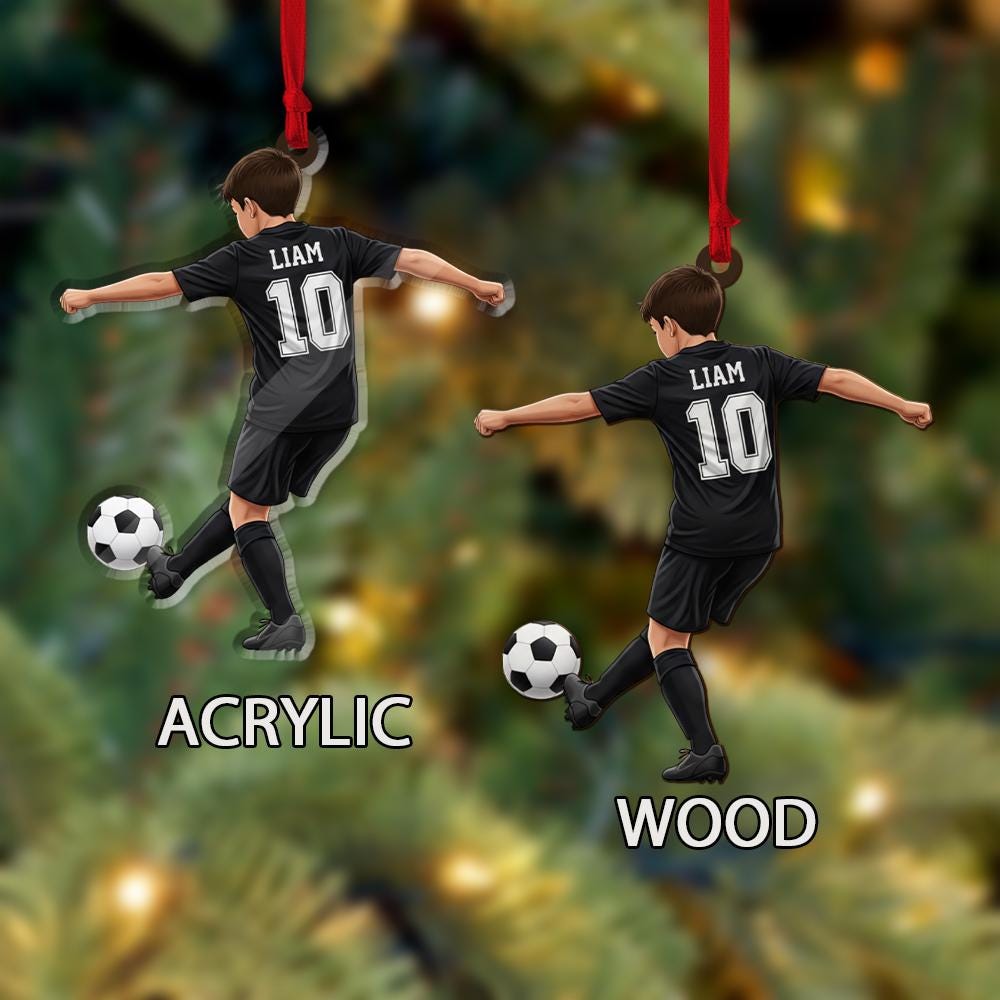 Personalized Soccer Player Ornament – Acrylic Sports Ornament with Name