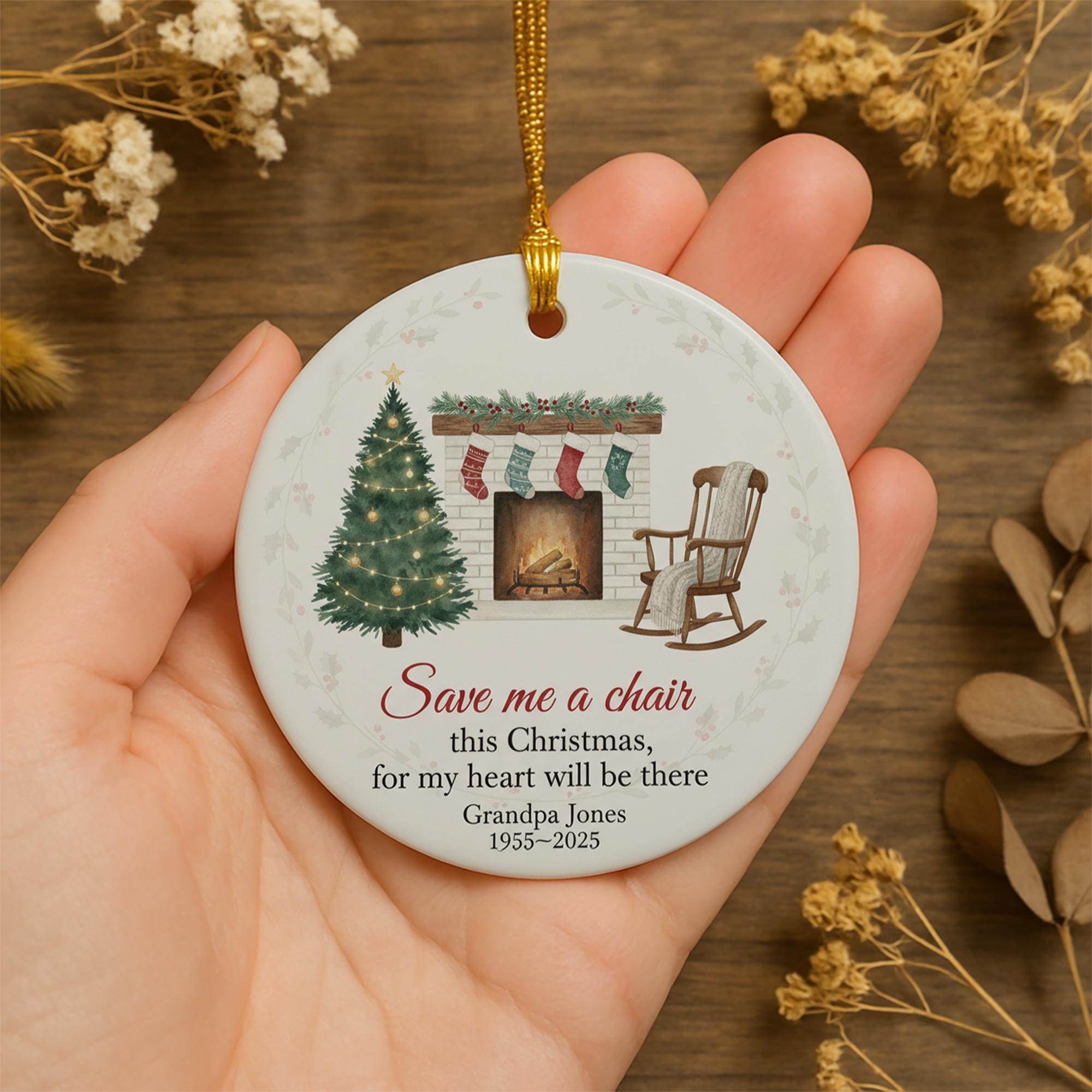 Memorial Grandpa Ornament: Personalized Memorial Tree Decor