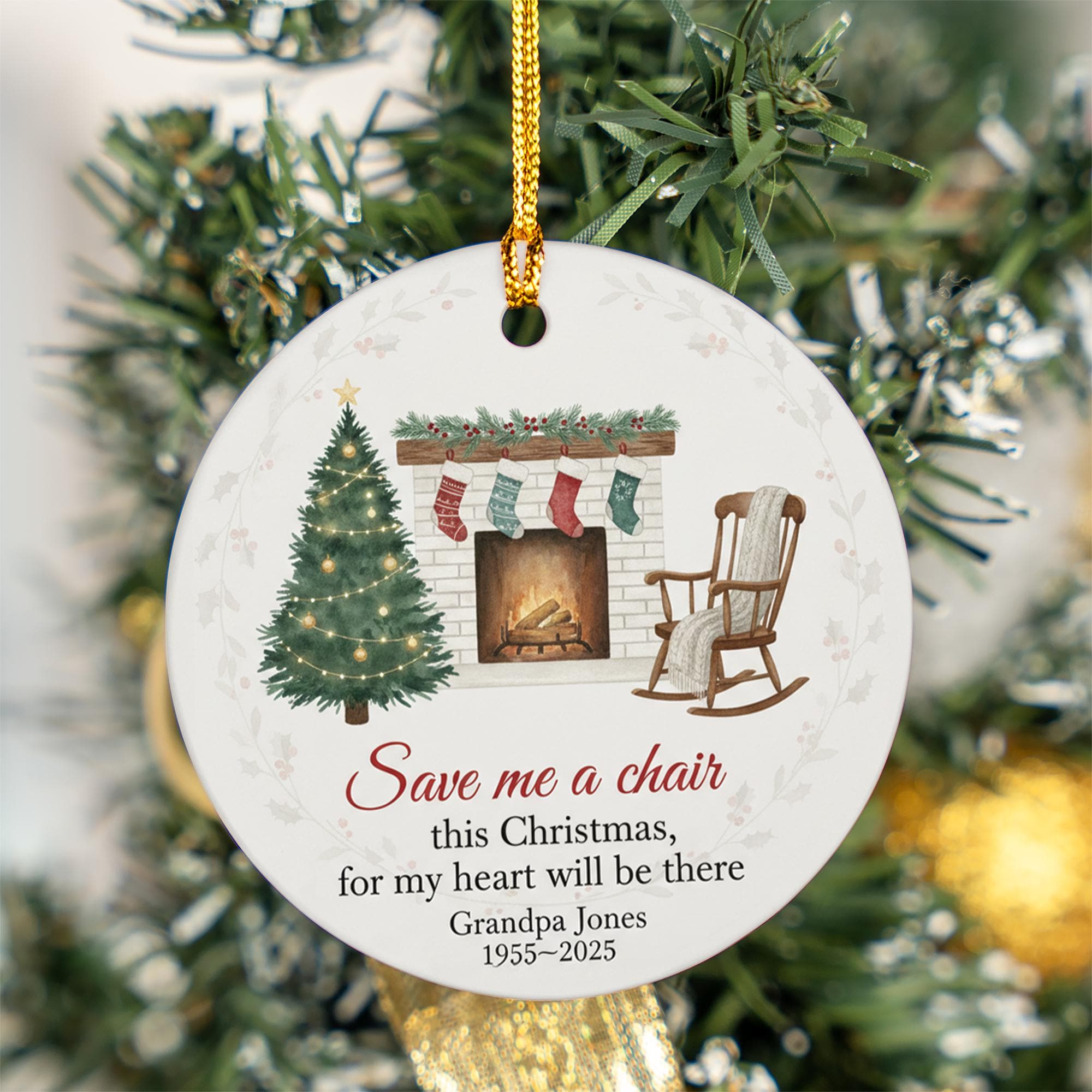 Memorial Grandpa Ornament: Personalized Memorial Tree Decor