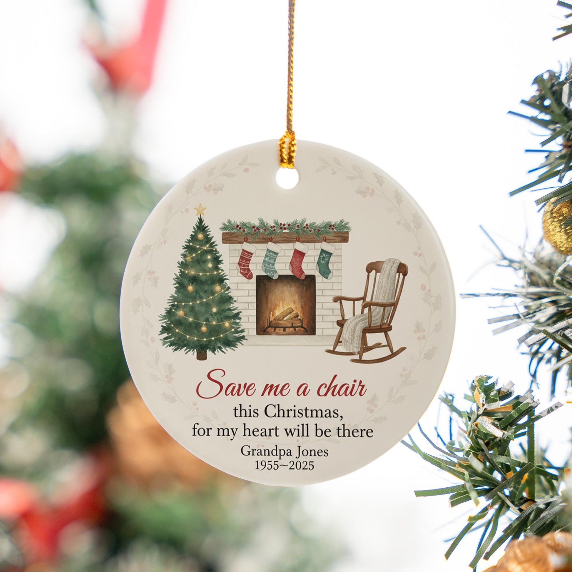 Memorial Grandpa Ornament: Personalized Memorial Tree Decor
