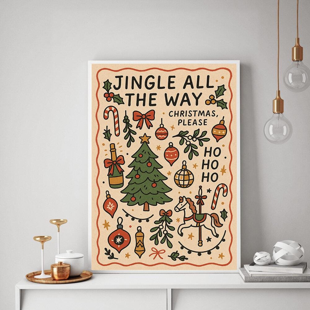 Jingle All the Way Poster – Christmas Print Wall Art
