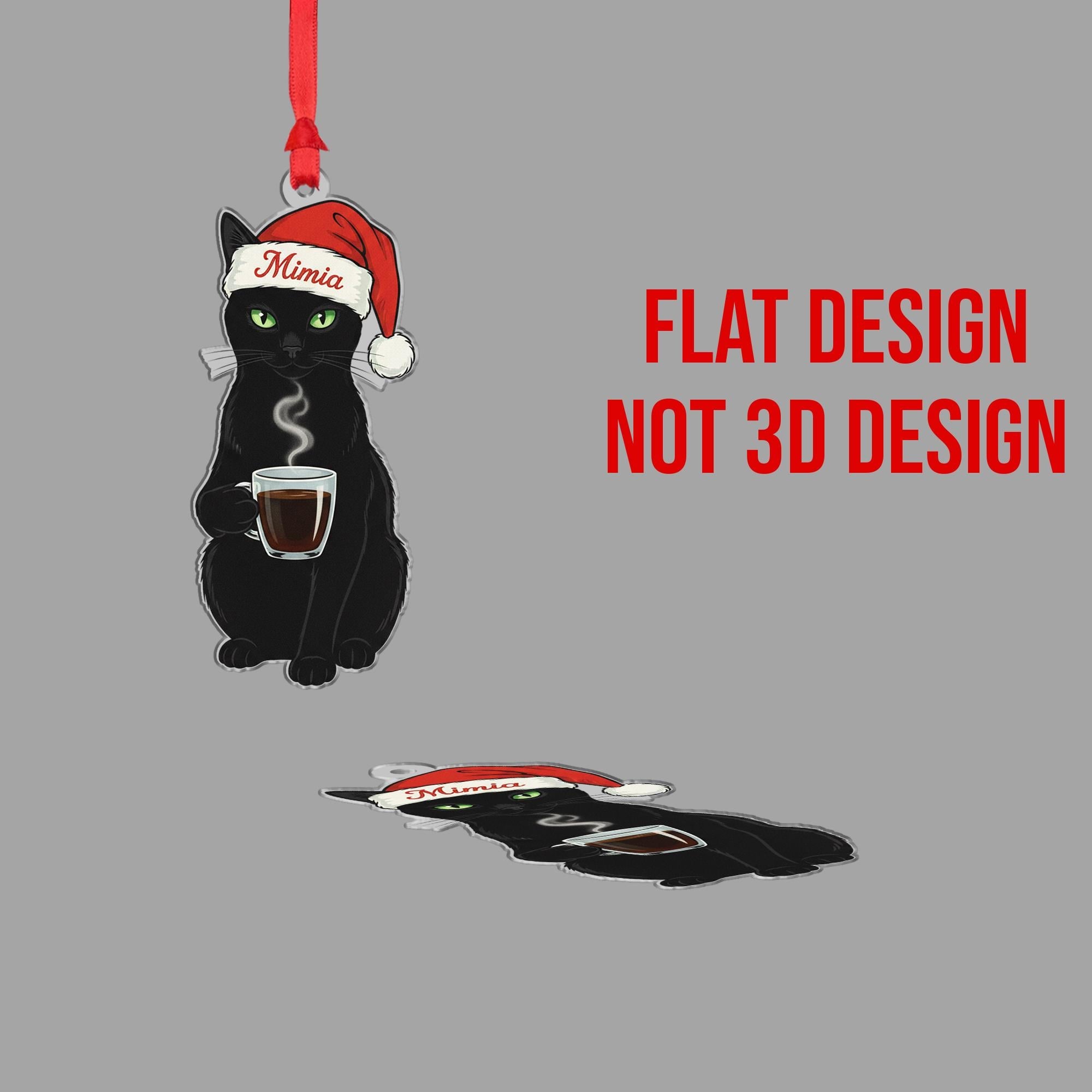 Black Cat In Santa Hat Ornament: Cat Lover Gift