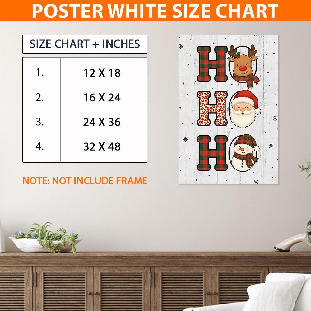 HO HO HO Christmas Poster – Holiday Wall Art Print