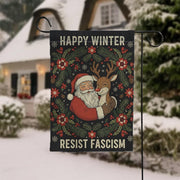 Happy Winter Flag – Resist Fascism Garden Banner