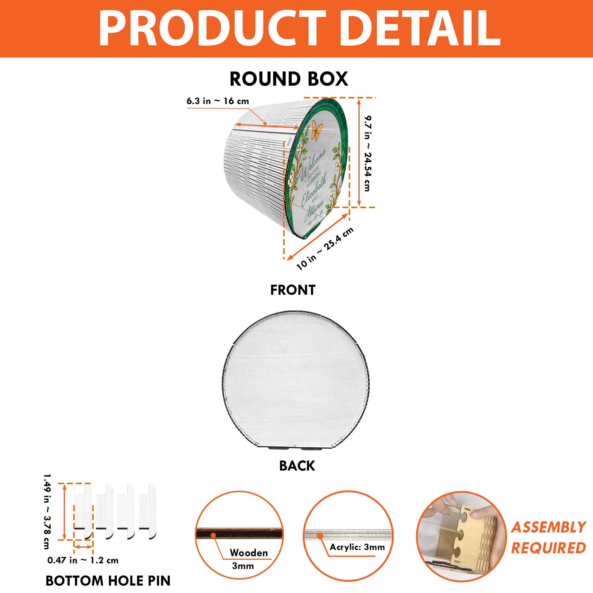 Custom Wedding Card Box: Personalized Name Date Reception Decor image 3