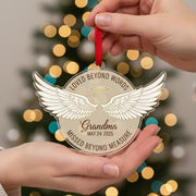 Personalized Acrylic Memorial Ornament: Sympathy Keepsake with Angel Wings, In Loving Memory Quote image 1