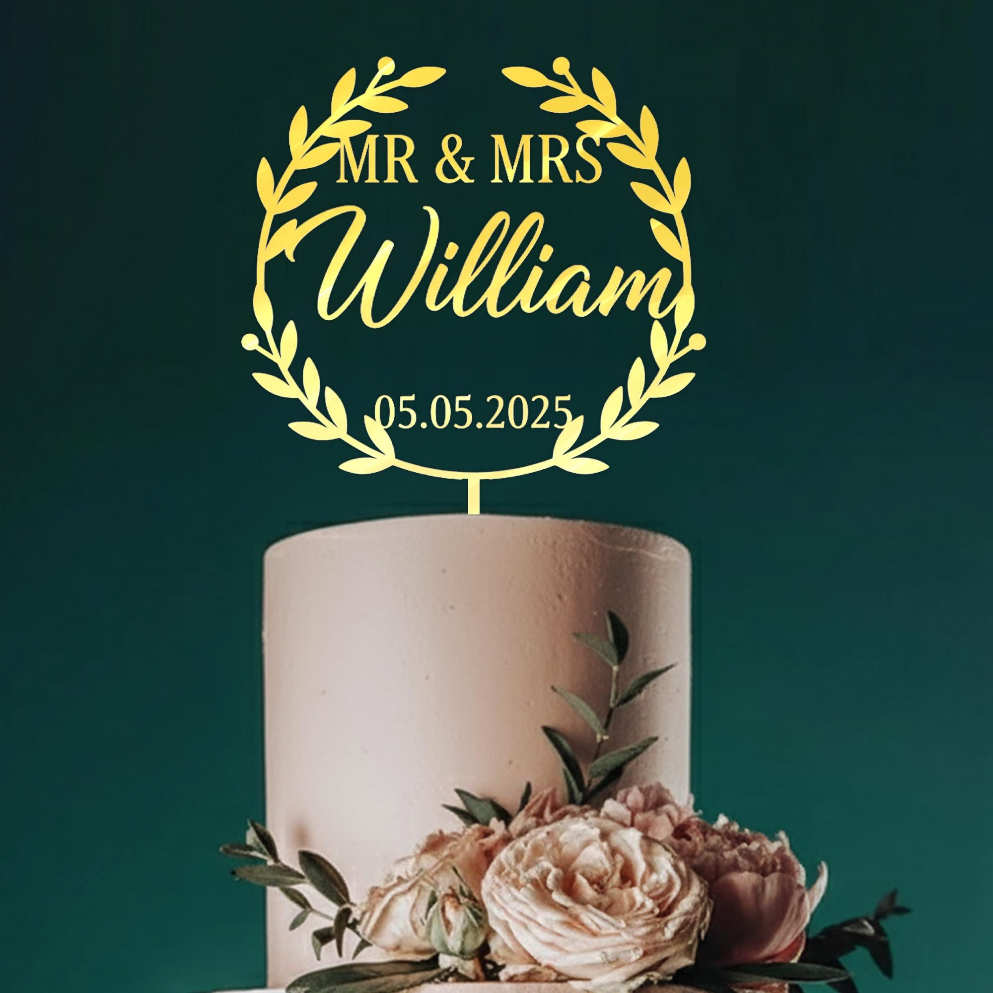Custom Wedding Cake Topper – Personalized Mr & Mrs Name Topper with Date image 4