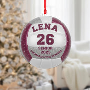 Personalized Acrylic Volleyball Ornament: Senior 2025 Team Keepsake with Custom Name, Number, and School image 1