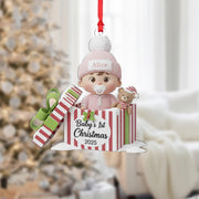 Personalized Baby's First Christmas Ornament: Acrylic Keepsake in Gift Box image 1