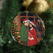 Personalized Glass Pregnancy Ornament: Expecting Couple Christmas Keepsake with Custom Names and Due Date image 1
