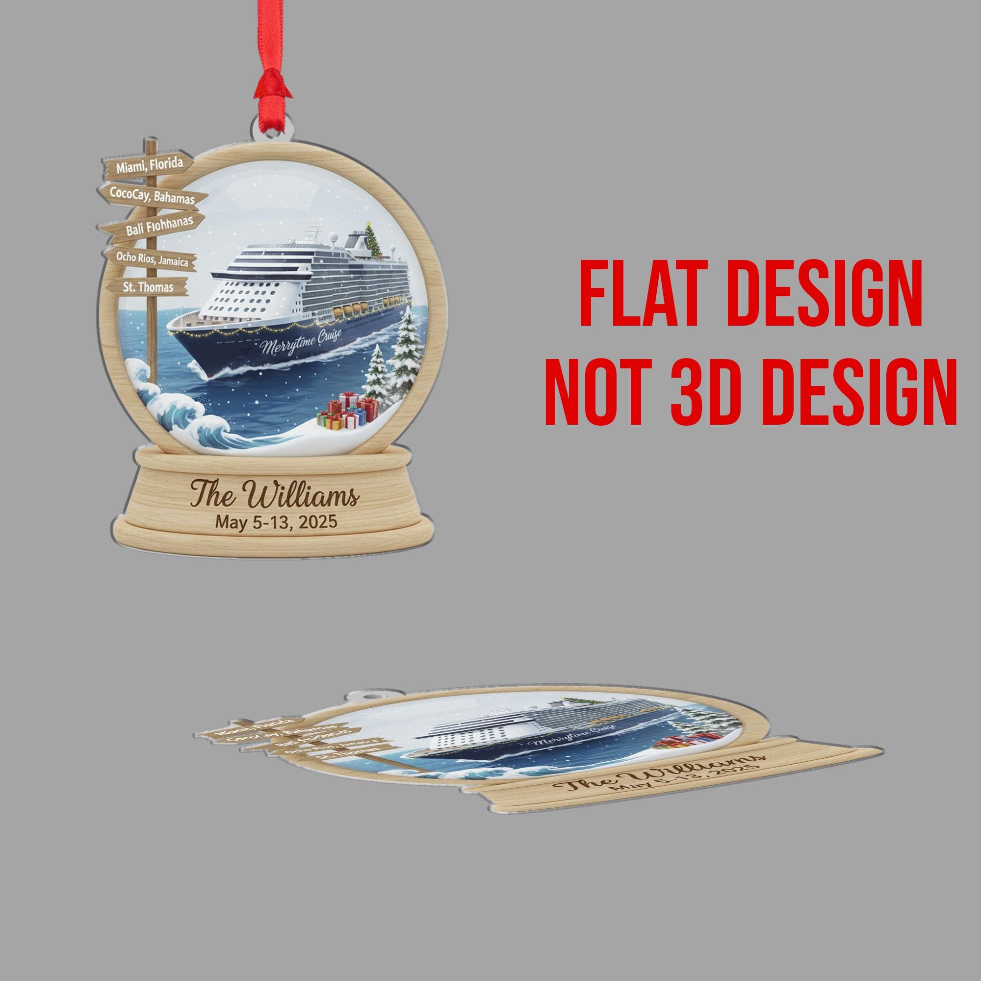 Personalized Acrylic Cruise Ornament: Family Vacation Snow Globe Keepsake image 5