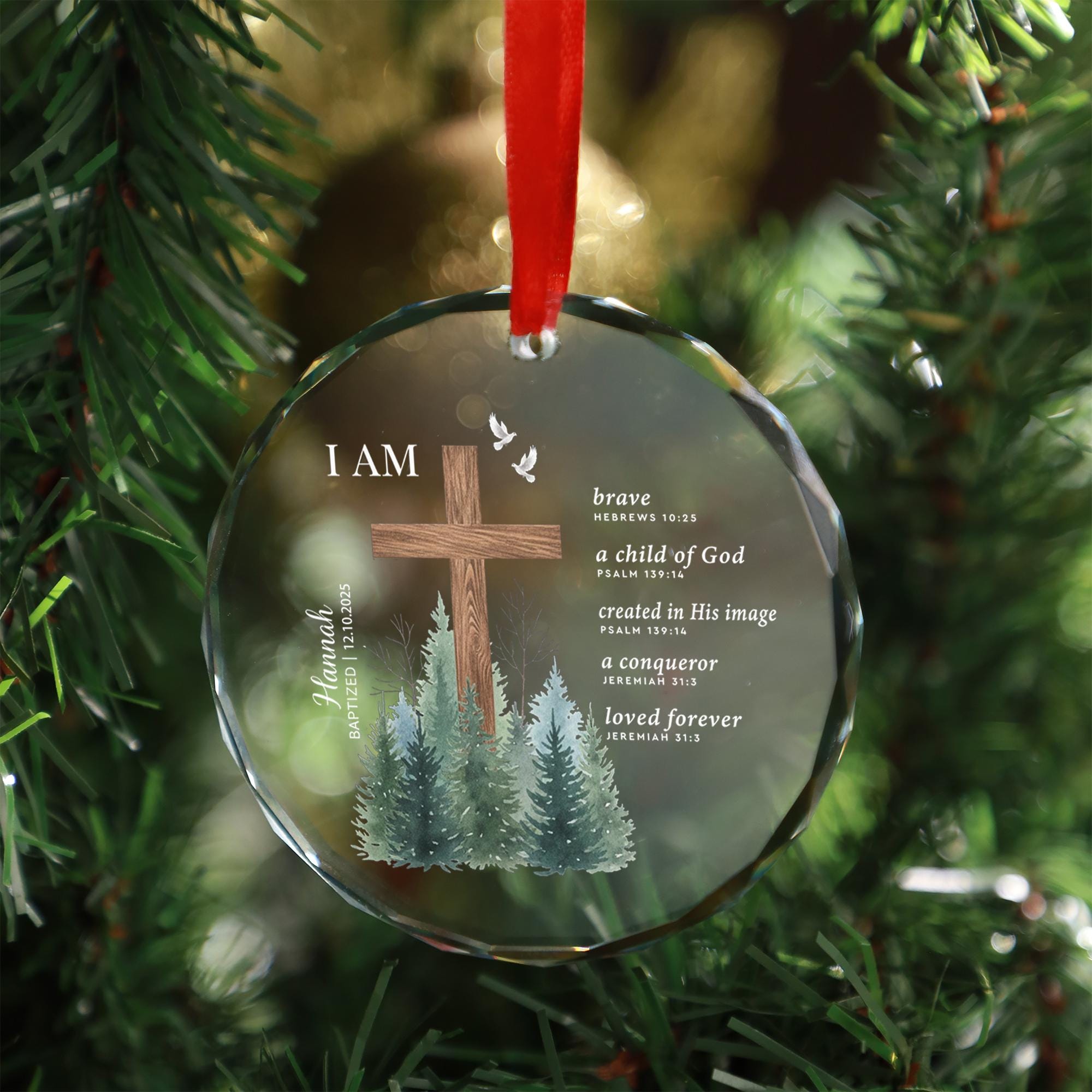 Custom Baptism Glass Ornament - Personalized Christian Gift, First Holy Communion image 5