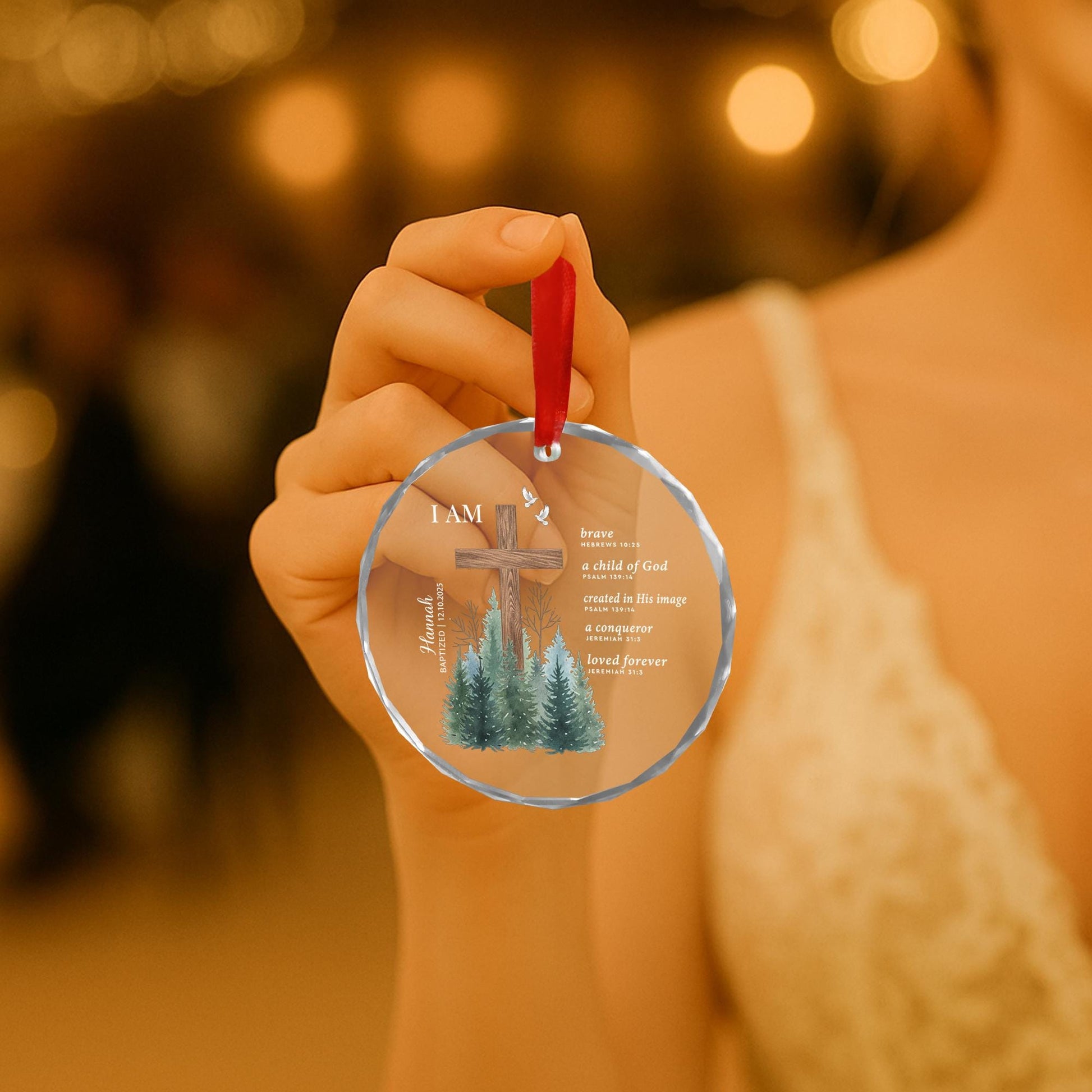 Custom Baptism Glass Ornament - Personalized Christian Gift, First Holy Communion image 8