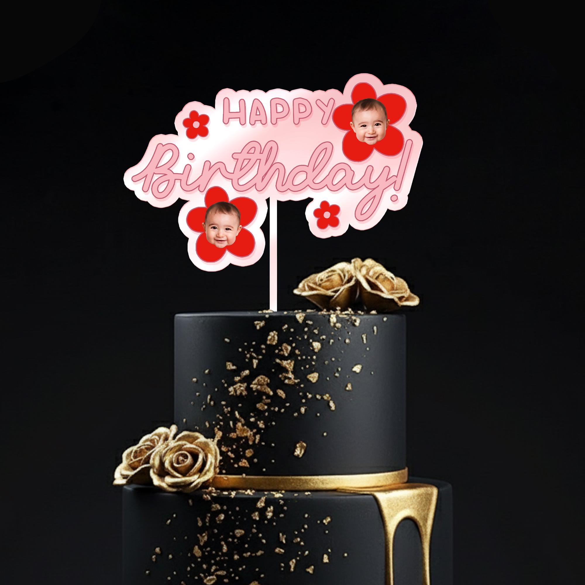 Custom Face Birthday Cake Topper – Personalized Photo Cake Decoration image 1