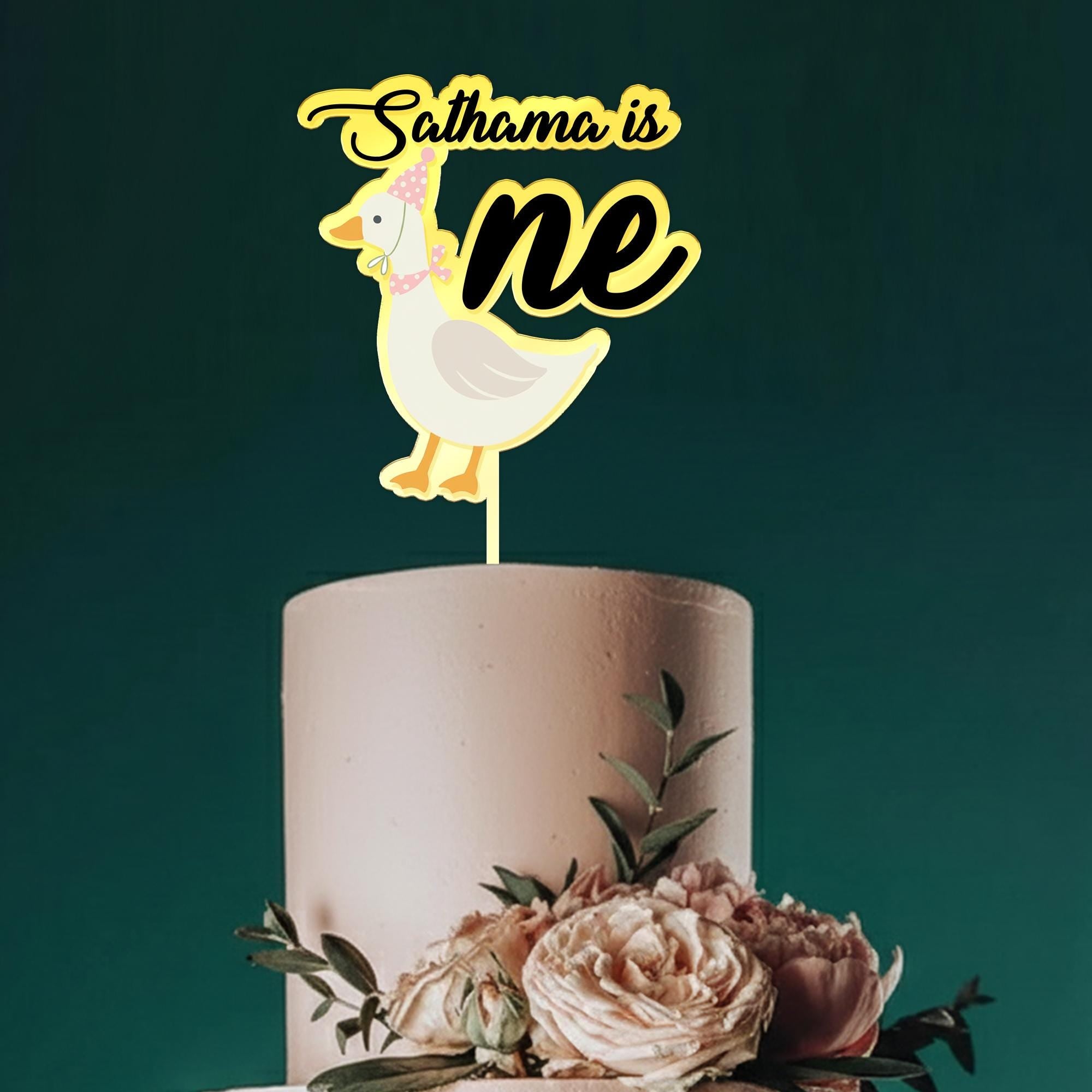 Goose Birthday Cake Topper – Custom Name Age Cake Decoration image 2