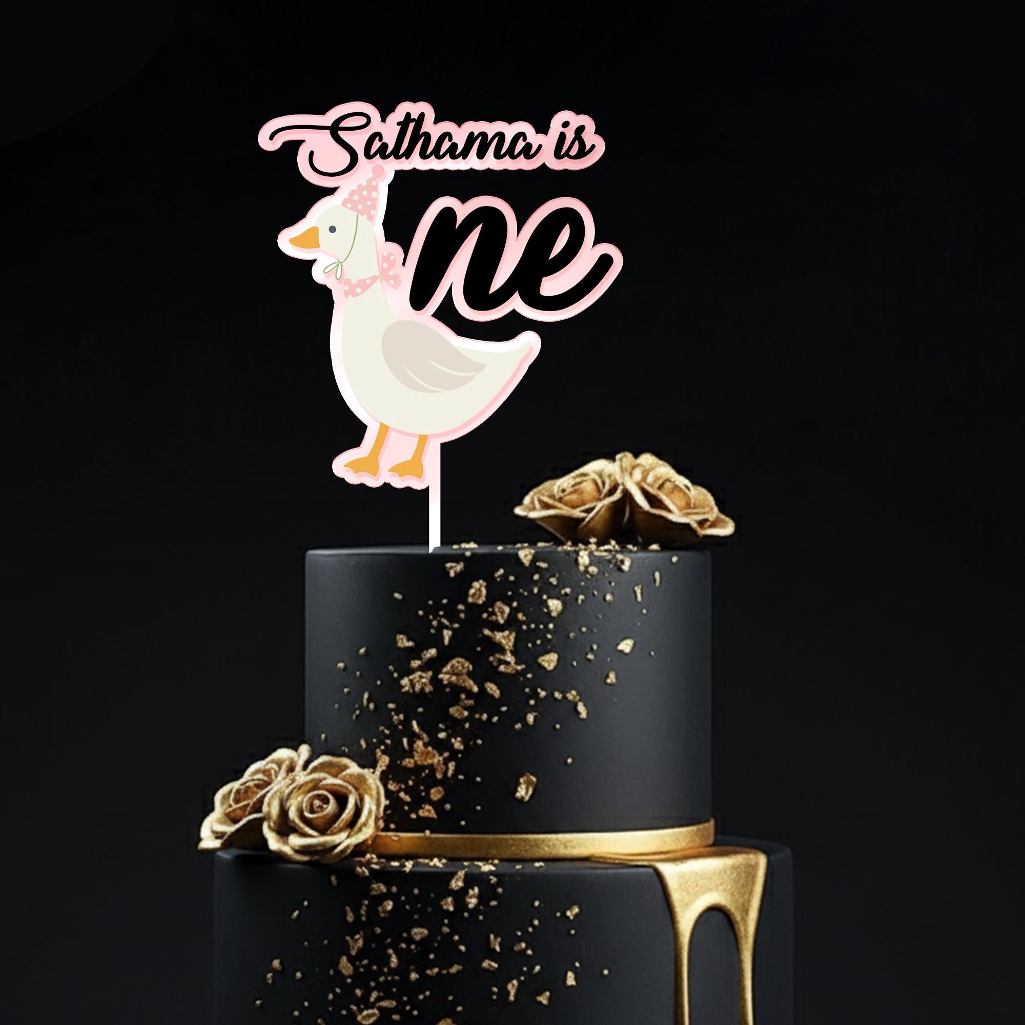Goose Birthday Cake Topper – Custom Name Age Cake Decoration image 4