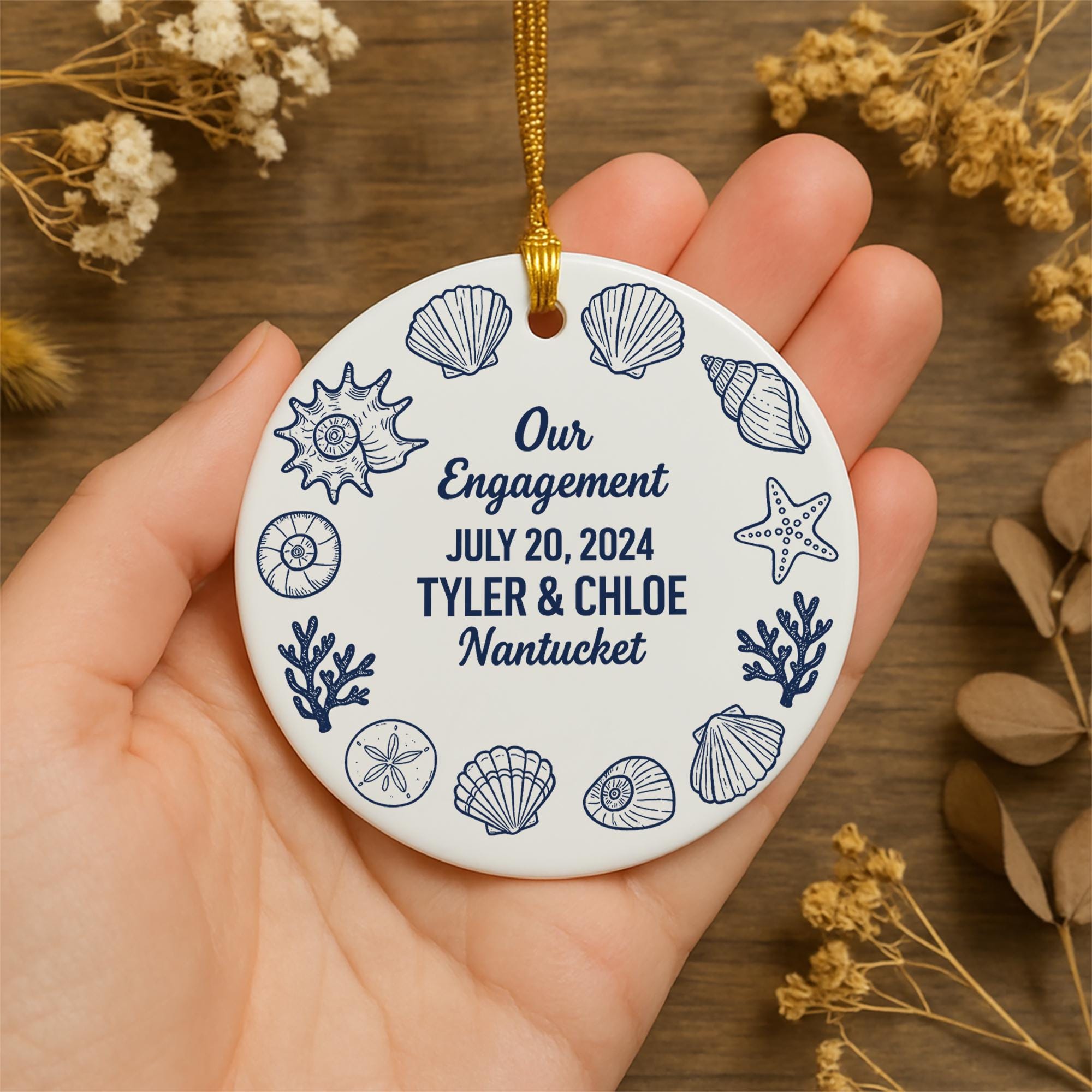 Sea Shell Engagement Ornament - Personalized Date Names image 7