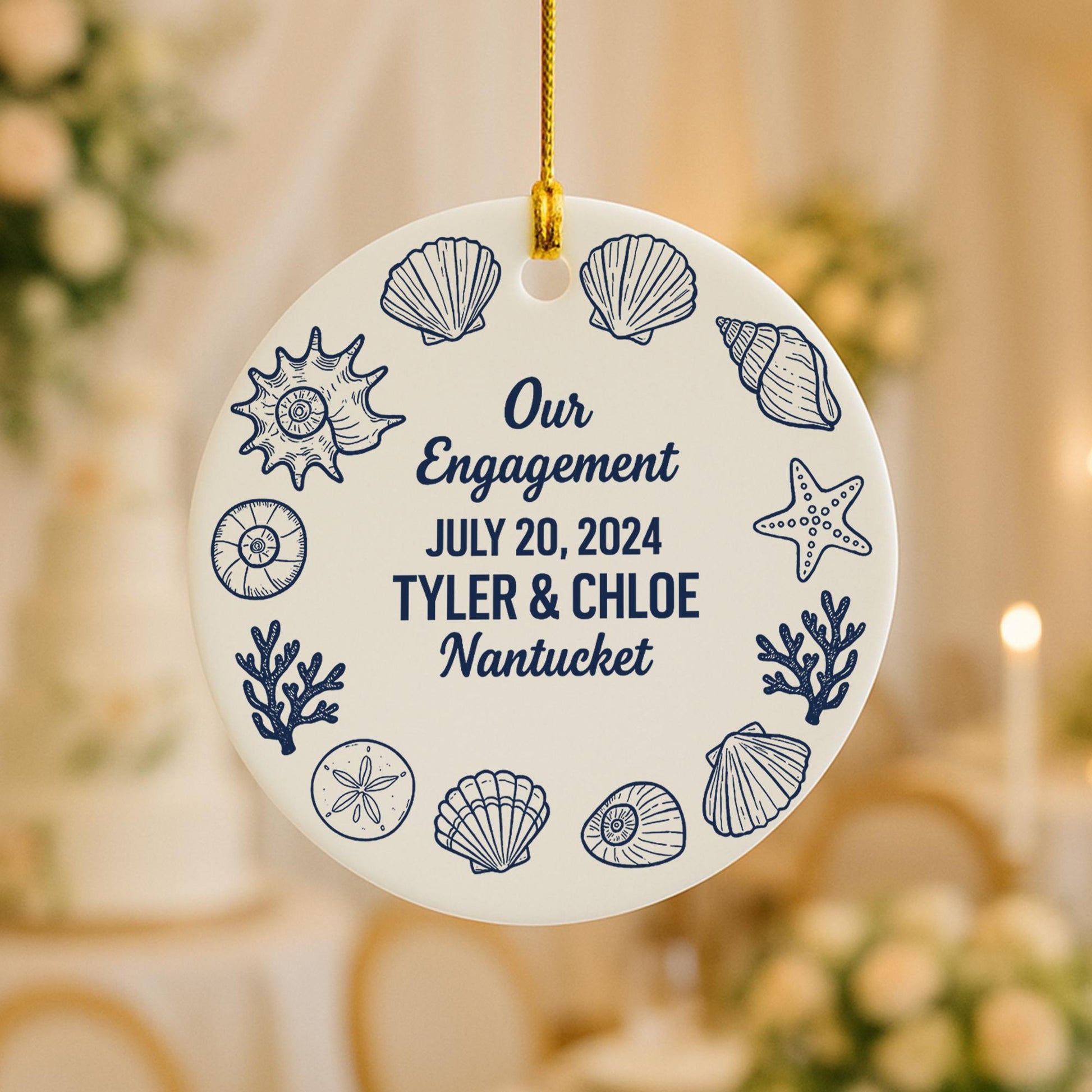 Sea Shell Engagement Ornament - Personalized Date Names image 4