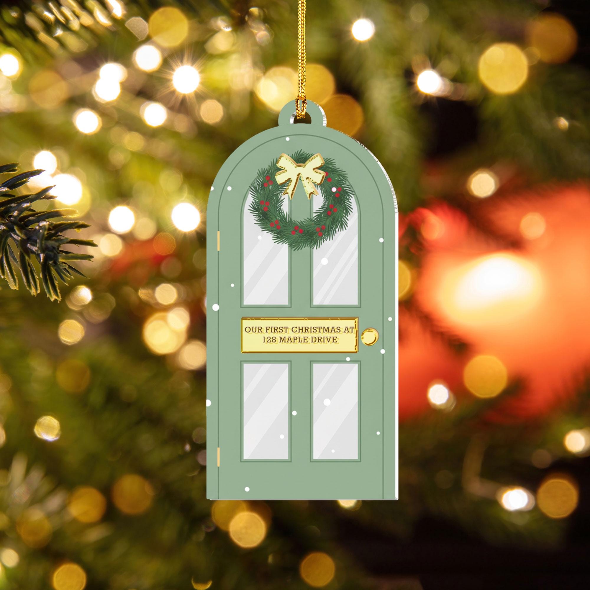 Personalized New Home Acrylic Mirror Ornament 2025: Custom Door Christmas Decoration image 1