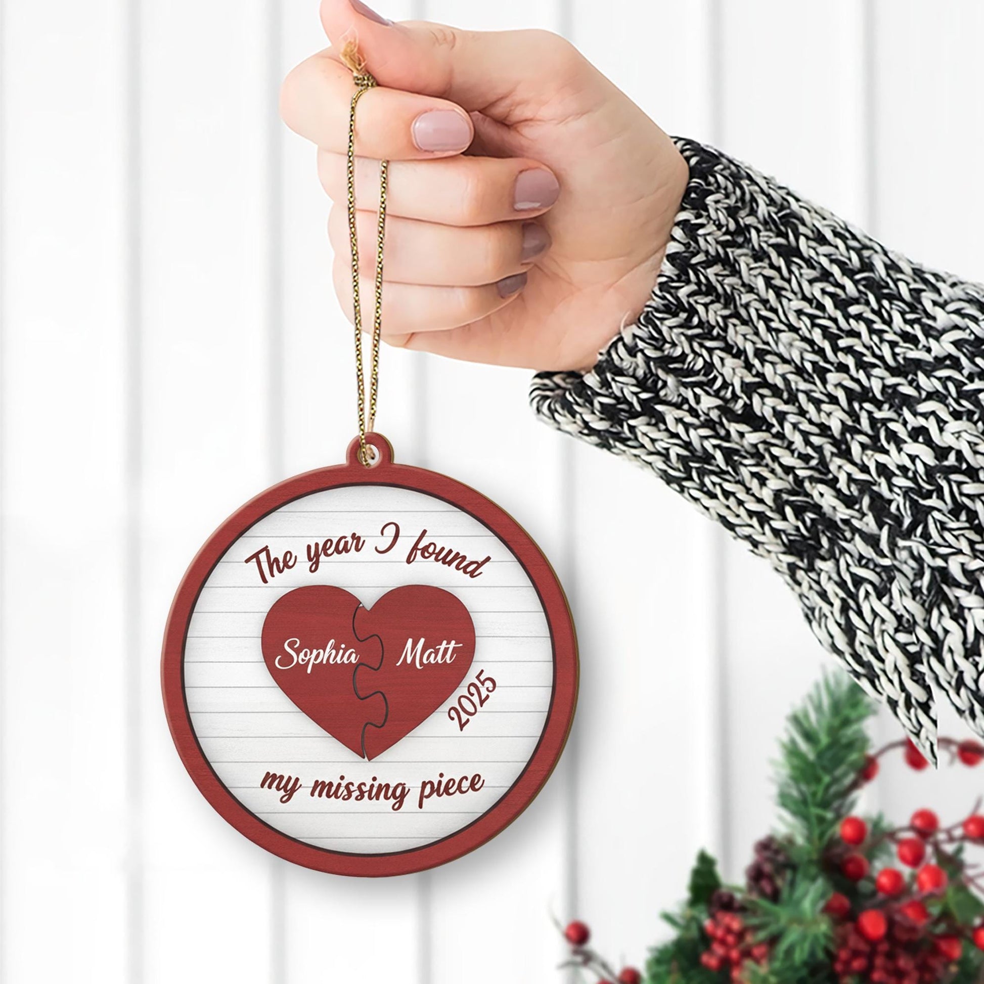 Personalised Round Ornament “2025 – The Year I Found My Missing Piece” Puzzle Heart image 5