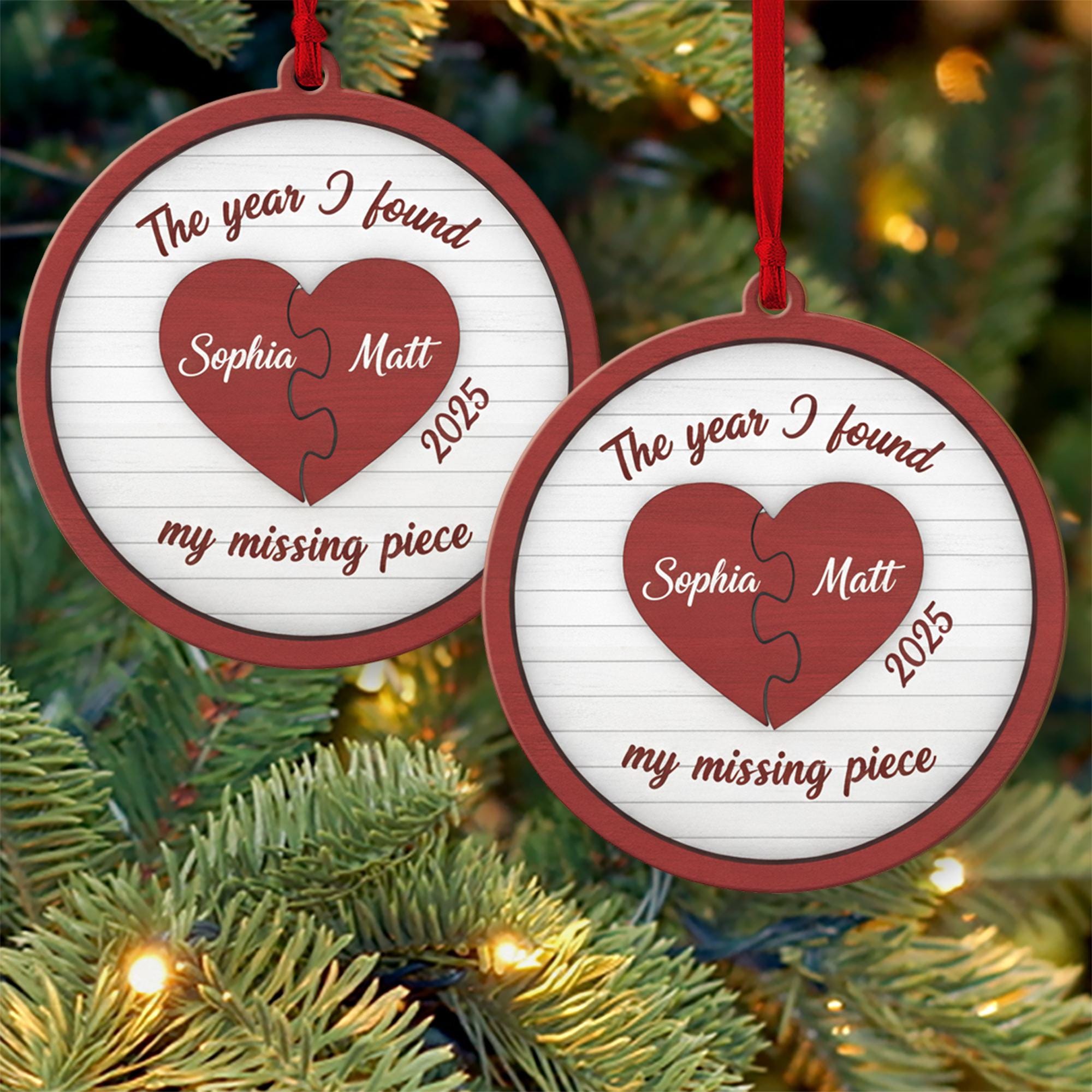 Personalised Round Ornament “2025 – The Year I Found My Missing Piece” Puzzle Heart image 1