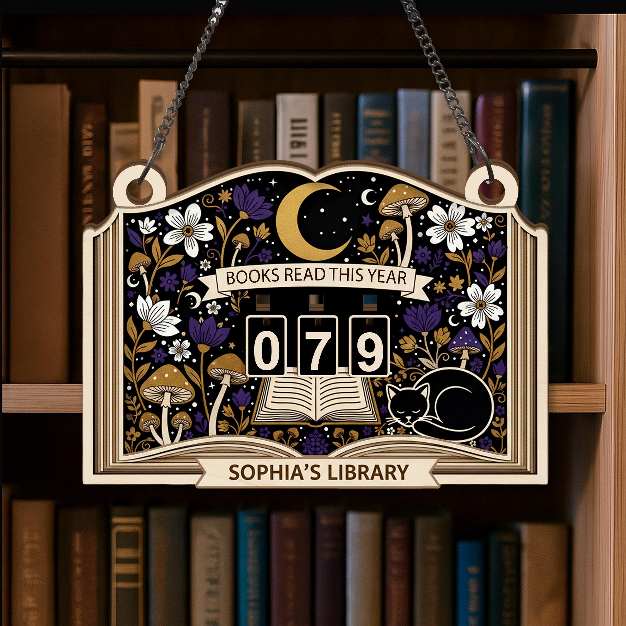 Custom Library Reading Counter Plaque: Wood Flip Counter for Books Read This Year image 7