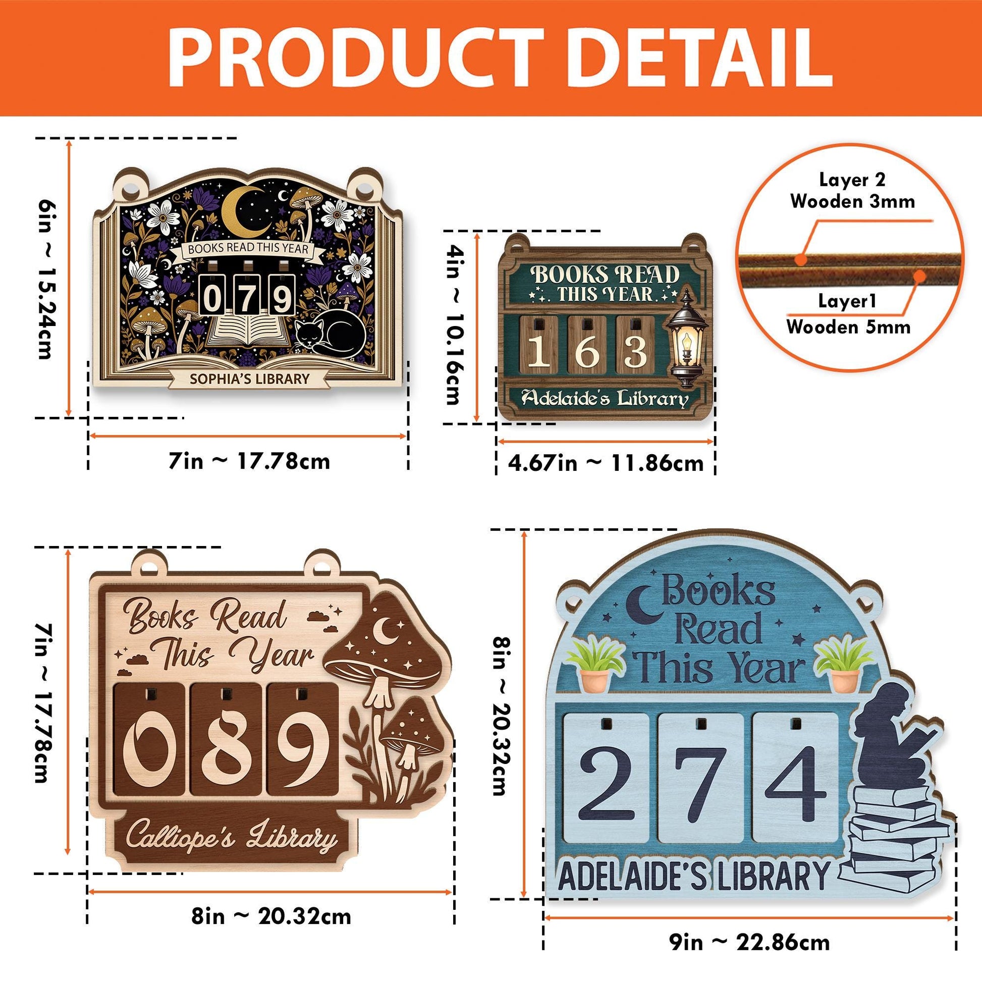 Custom Library Reading Counter Plaque: Wood Flip Counter for Books Read This Year image 5