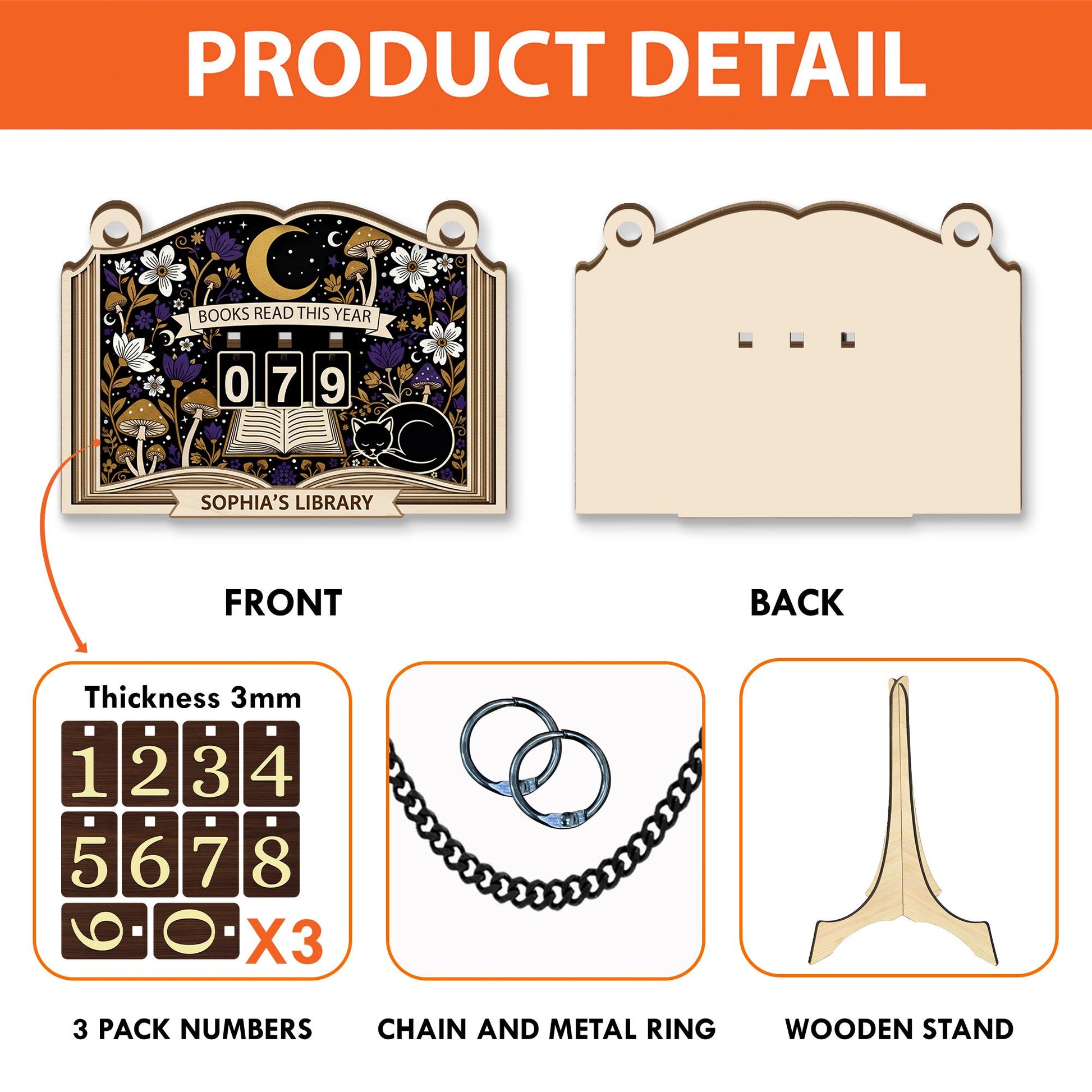 Custom Library Reading Counter Plaque: Wood Flip Counter for Books Read This Year image 4