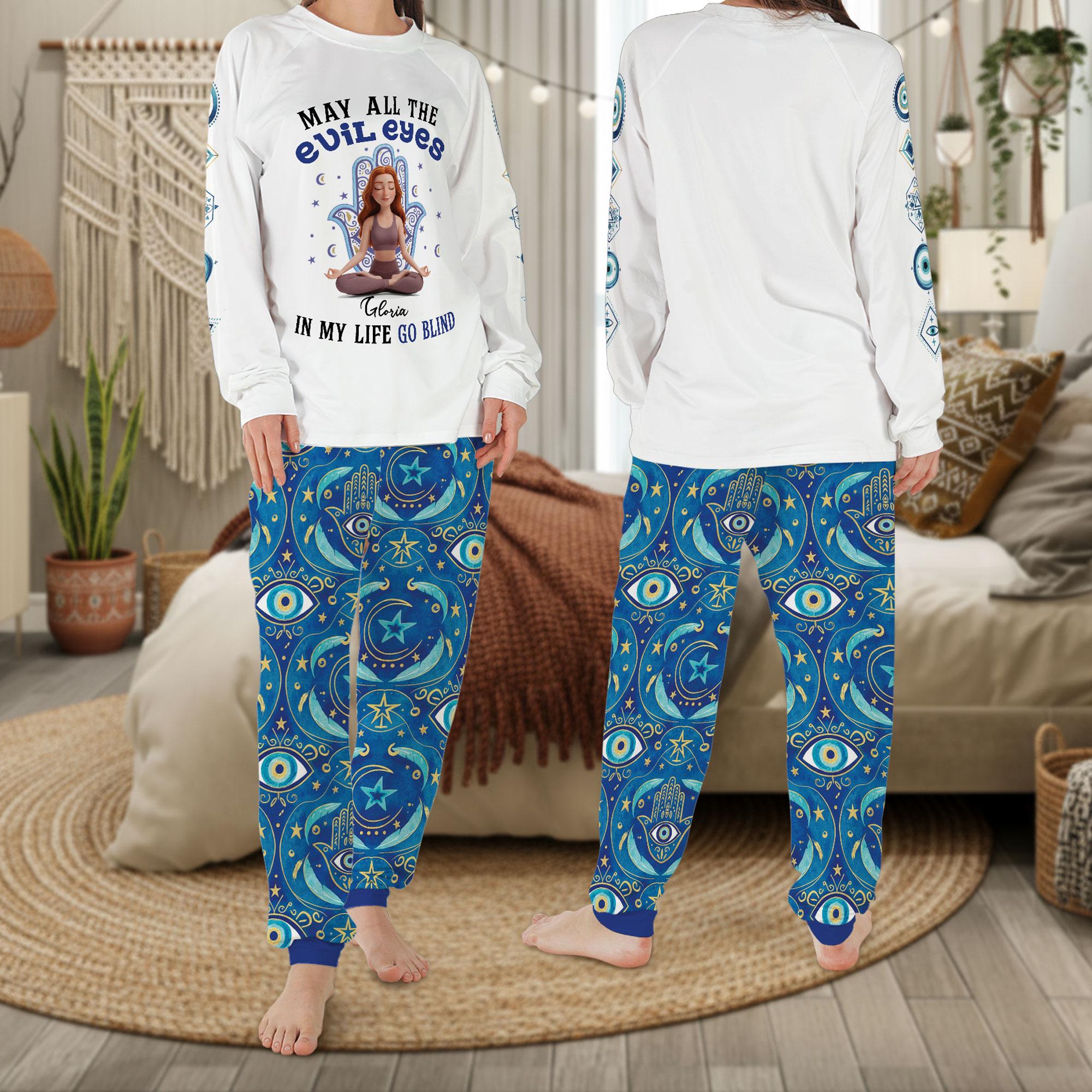 Custom Chibi Girl Yoga Namaste Pajama Set: Personalized Sleepwear from Photo image 1