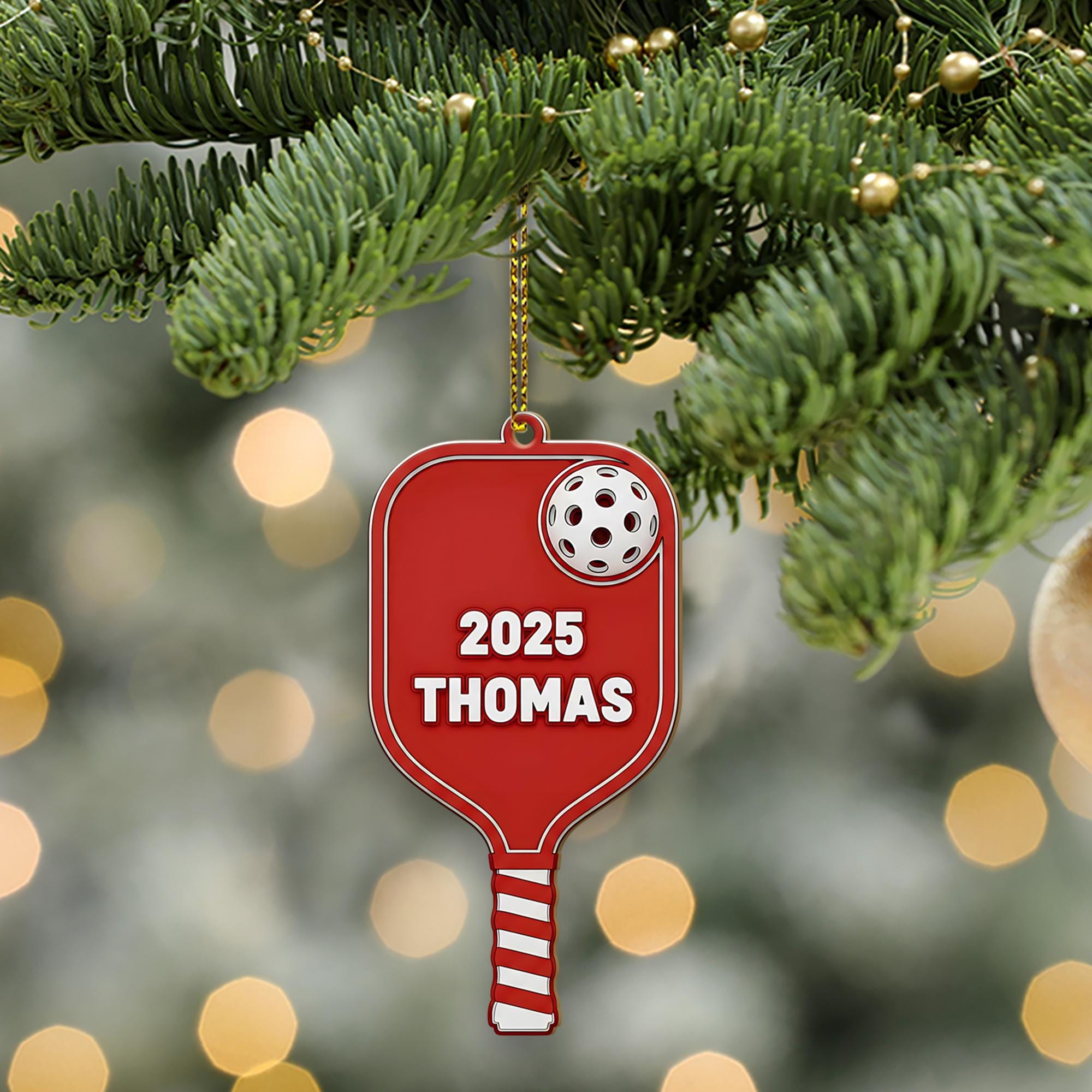 Personalized Wood Paddle Ornament – Custom Name & Year Sports Keepsake image 1