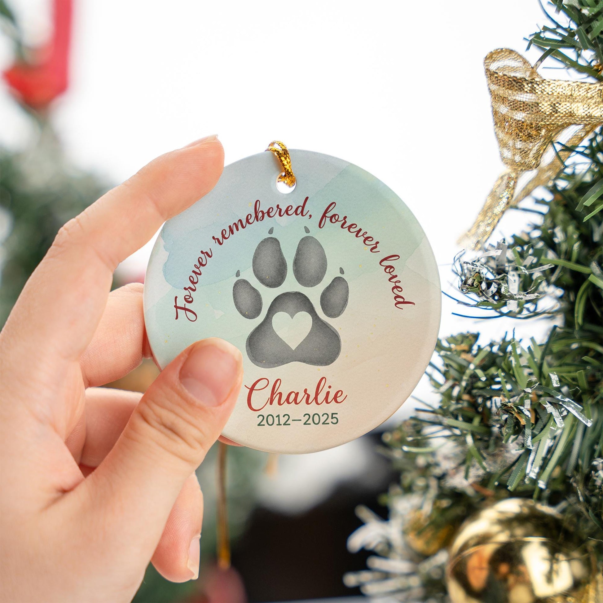 Personalized Pet Memorial Ornament: Paw Print Heart Loss Tribute
