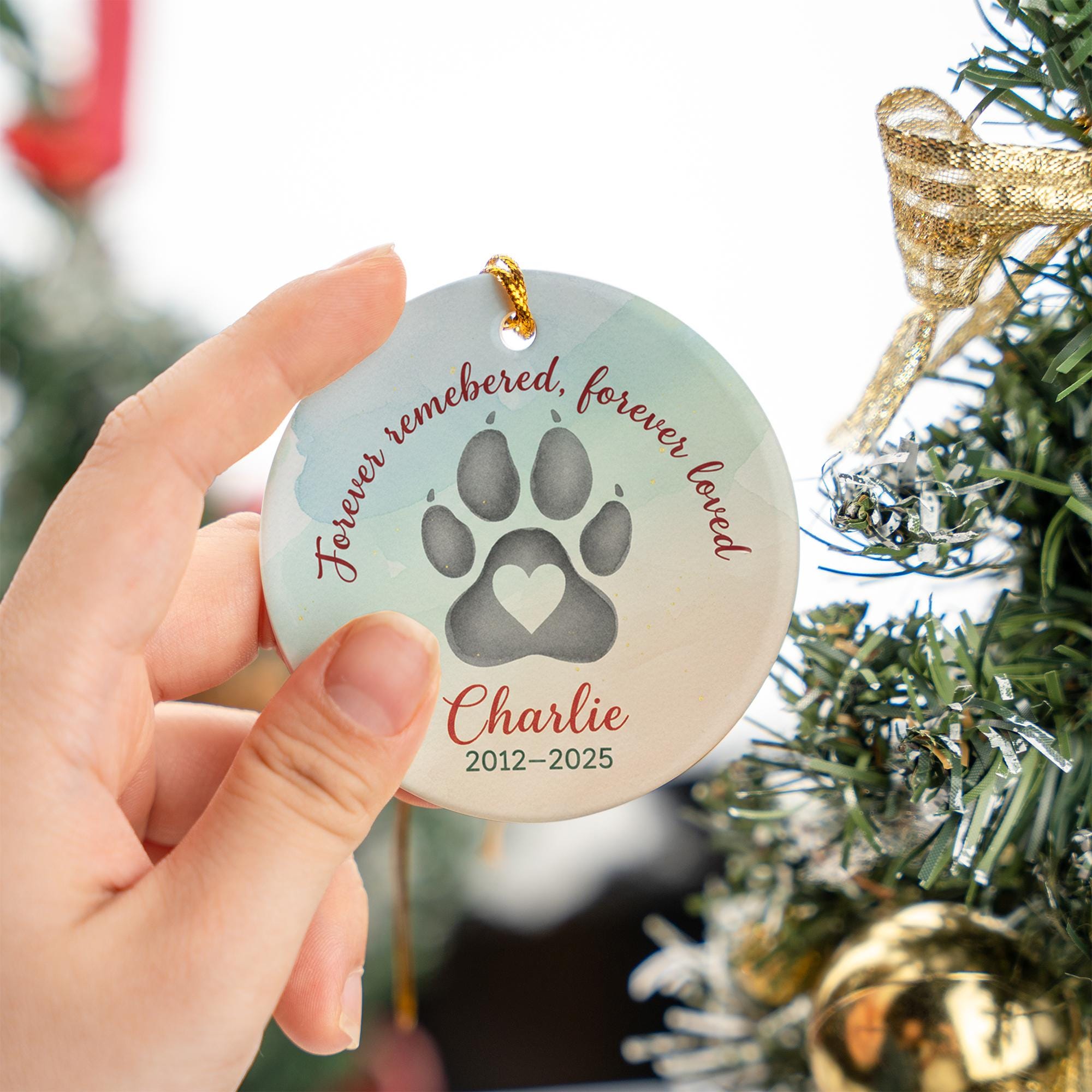 Personalized Pet Memorial Ornament: Paw Print Heart Loss Tribute