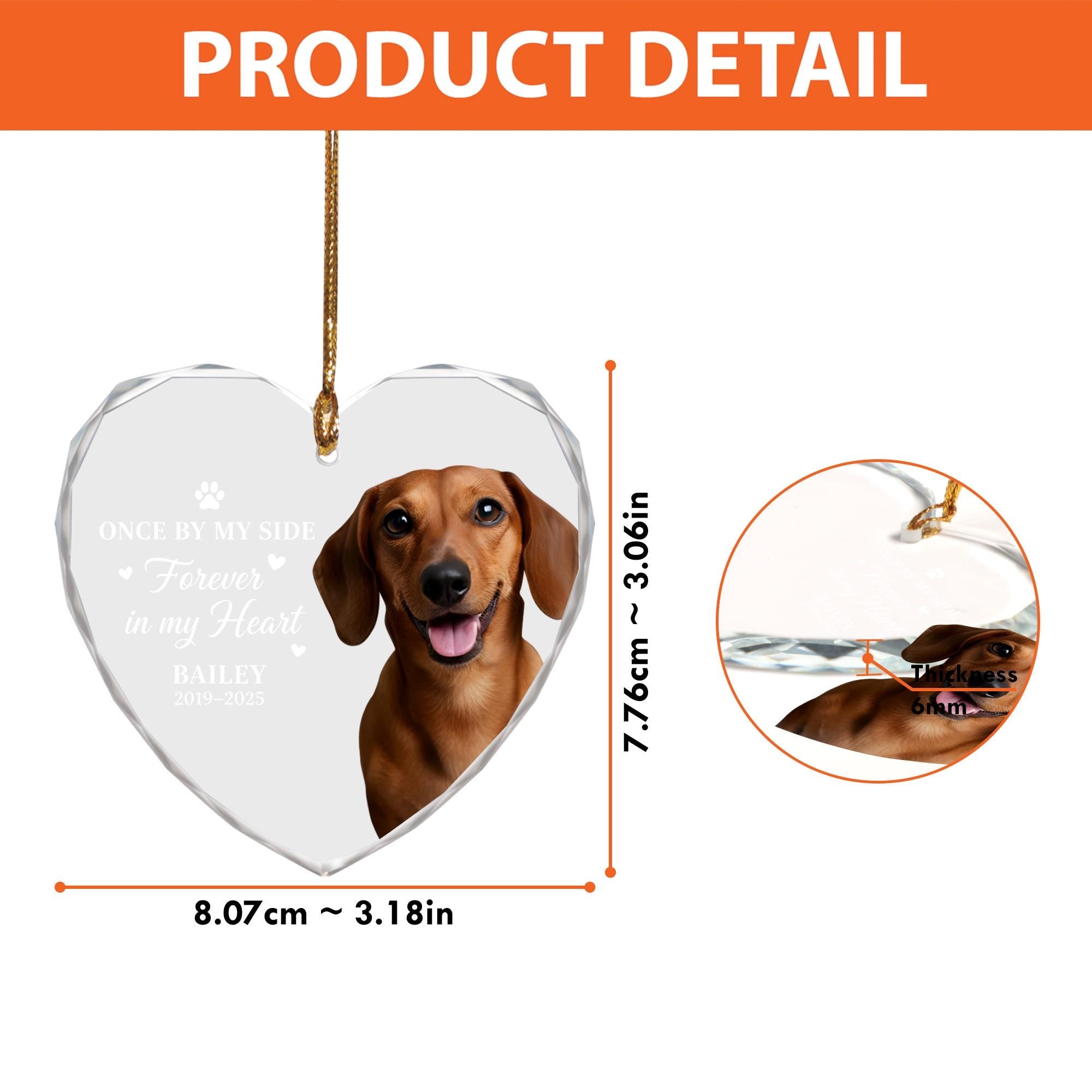 Personalized Pet Memorial Ornament - Pet Loss Gift, Custom Dog Glass Keepsake image 2