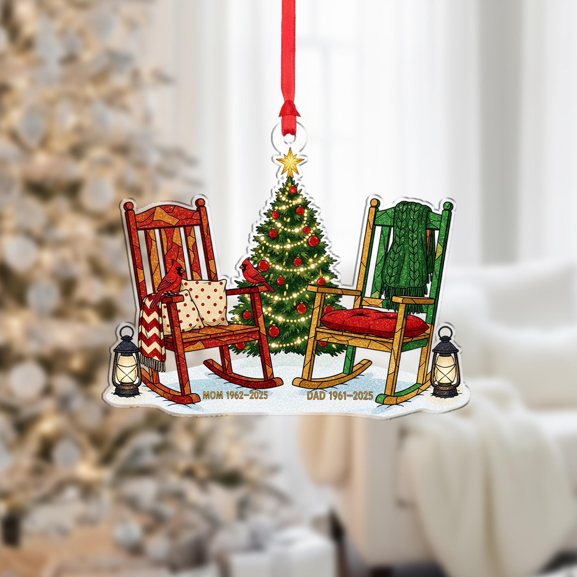 Personalized Memorial Christmas Ornament: Rocking Chair Tribute
