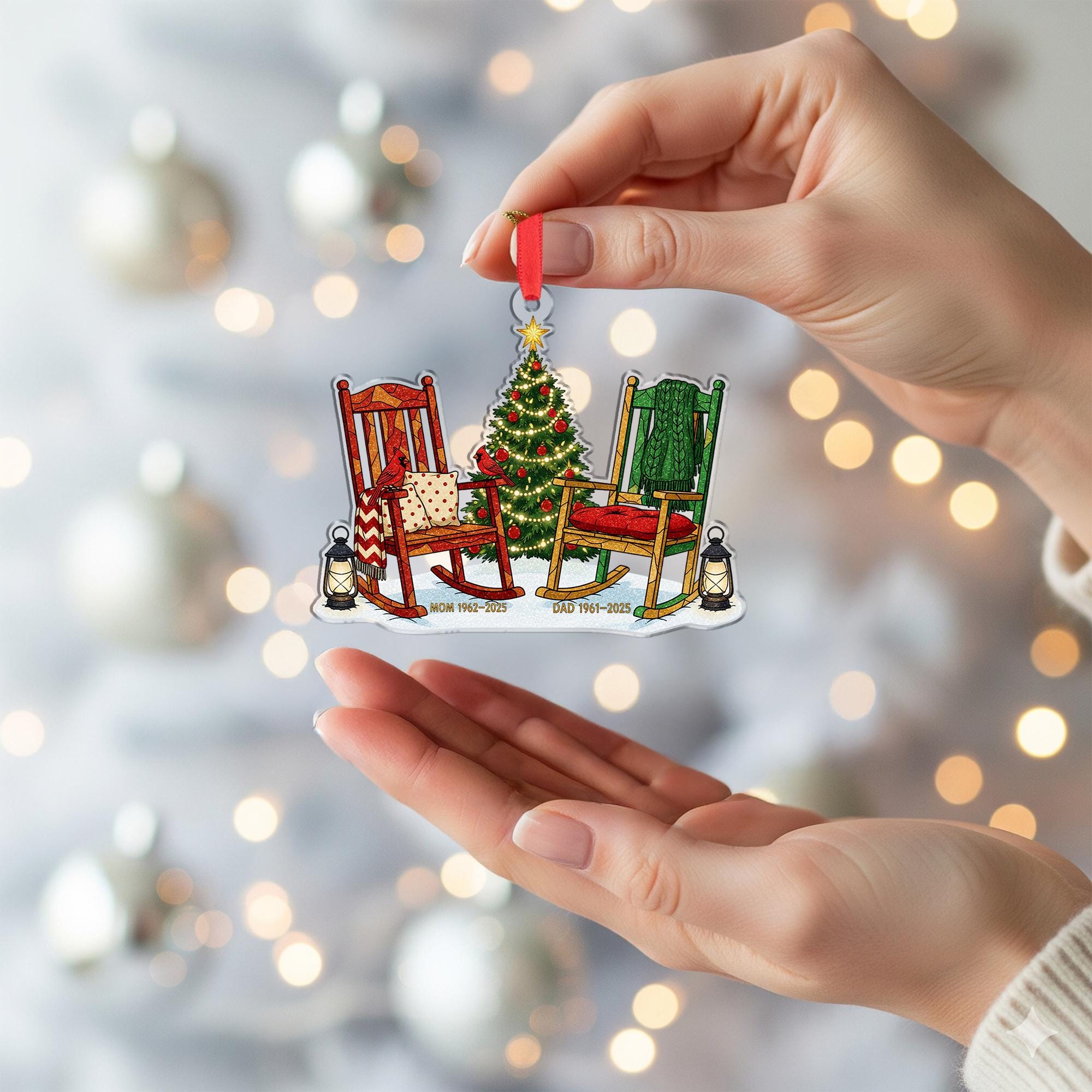 Personalized Memorial Christmas Ornament: Rocking Chair Tribute